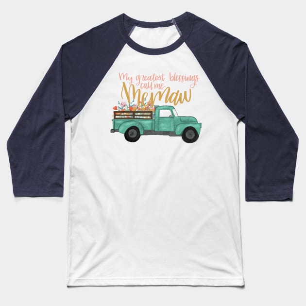 Memaw’s Blessings Baseball T-Shirt by Hannah’s Hand Lettering